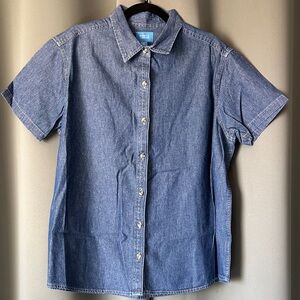 Port and Company Men's Denim Blue Button Down Shirt